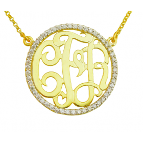 Initial Circle Diamond 18k yellow Gold Initial Circle Diamond 18k yellow Gold
