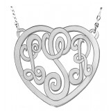 Initial Heart Monogram 18k white Gold