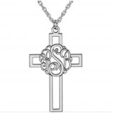 Monogram initial CROSS 14k white Gold