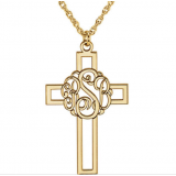 Monogram initial CROSS 14k yellow Gold